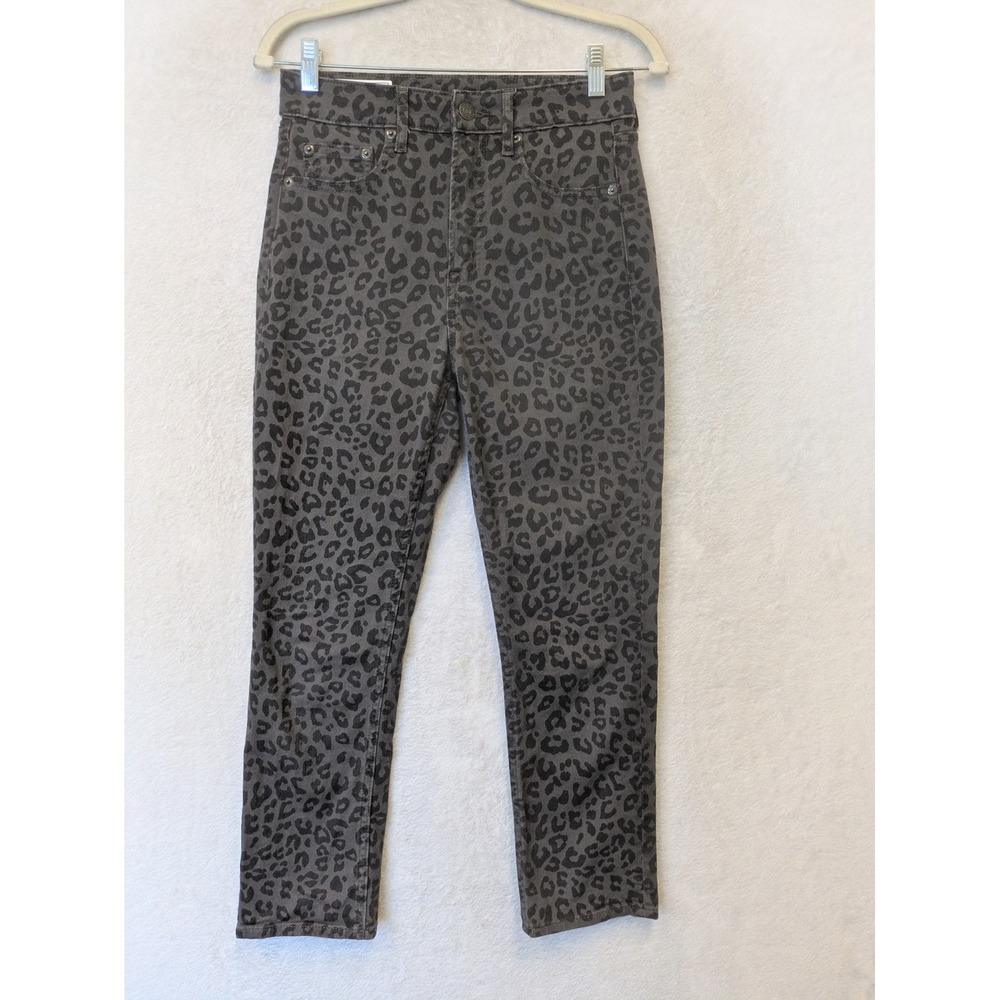 Gap Vintage Slim Sky High Jeans Women's 2‎ Gray Black Leopard Animal Print